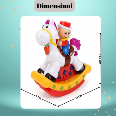 Jucarie Interactiva pentru Copii, Proiectie Stele, Sunete, Balanseaza, Cowboy pe Cal, Baterii Incluse, +1an, ERGINO® [4]