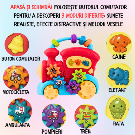 Jucărie Locomotivă Interactivă cu Sunete și Lumini pentru Copii [1]