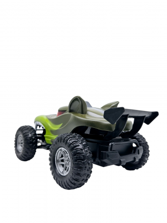 Masina cu Telecomanda Off-Road, Lumini, Baterie Reincarcabila, Cablu USB, Anvelope Cauciuc, Model Caine-Lup, Verde, Plastic, +3ani, ERGINO® [6]
