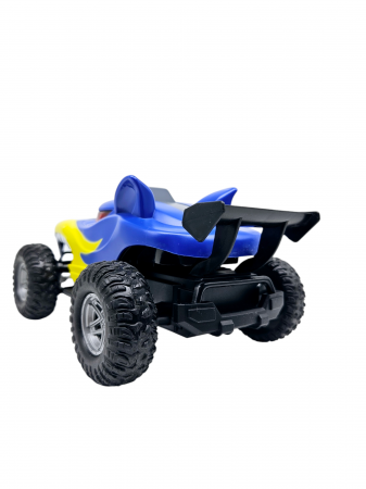 Masina cu Telecomanda Off-Road, Lumini, Baterie Reincarcabila, Cablu USB, Anvelope Cauciuc, Model Caine-Lup, Albastru, Plastic, +3ani, ERGINO® [6]
