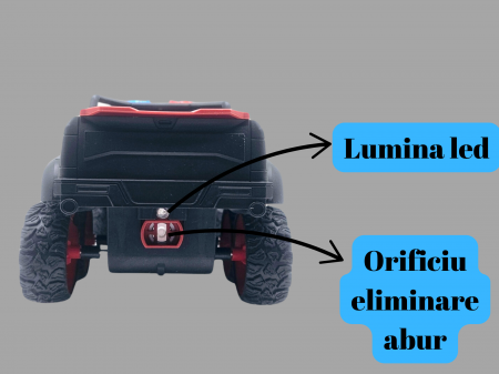Masina de Politie cu Telecomanda cu 6 Roti, Efect Abur si lumina led, Faruri Functionale si Baterie Reincarcabila, Calblu USB inclus, Negru, 24cm, Plastic [1]