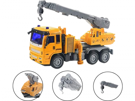 Masina Macara de jucarie cu Telecomanda RC pentru copii, Cu lumini, 4 Directii, Baterii incluse, 21 cm,Galben [3]