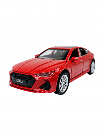Masina metalica Audi A7, Sunete si lumini, usi capota si portbagaj care se deschid, Baterii incluse, 16cm, Rosu, Scara 1:32, Replica [6]