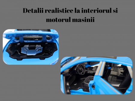 Masina metalica Audi A7,  Sunete si lumini, usi capota si portbagaj care se deschid, Baterii incluse, 16cm, Albastru, Scara 1:32, Replica [2]