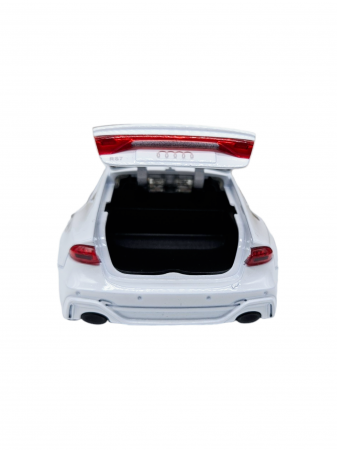 Masina metalica Audi A7, Sunete si lumini, usi capota si portbagaj care se deschid, Baterii incluse, 16cm, Alb, Scara 1:32, Replica [5]
