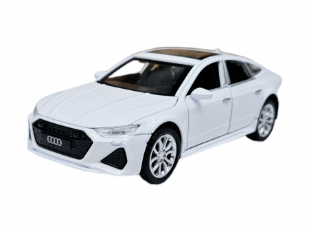 Masina metalica Audi A7, Sunete si lumini, usi capota si portbagaj care se deschid, Baterii incluse, 16cm, Alb, Scara 1:32, Replica [8]