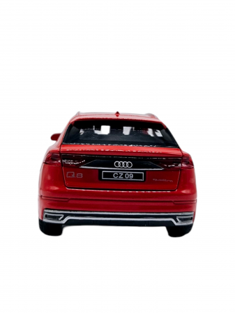 Masina metalica Audi Q8, Sunete realistice, Farurile si stopurile lumineaza, Usile, capota si portbagajul se deschid, Baterii incluse, 16cm, Rosu, Scara 1:32, Replica [9]