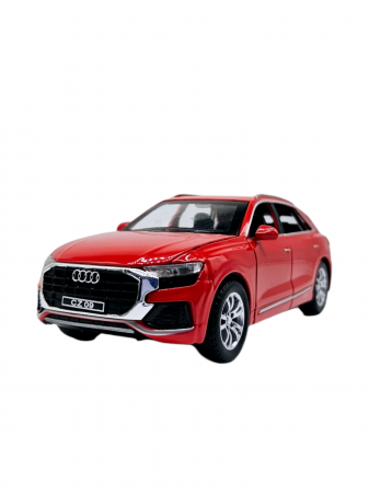 Masina metalica Audi Q8, Sunete realistice, Farurile si stopurile lumineaza, Usile, capota si portbagajul se deschid, Baterii incluse, 16cm, Rosu, Scara 1:32, Replica [6]