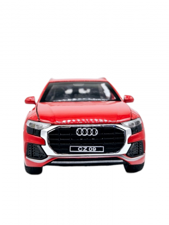 Masina metalica Audi Q8, Sunete realistice, Farurile si stopurile lumineaza, Usile, capota si portbagajul se deschid, Baterii incluse, 16cm, Rosu, Scara 1:32, Replica [8]