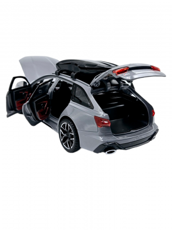 Masina metalica Audi RS7 cu portbagaj mobil, Sunete realistice, Farurile si stopurile lumineaza, Usile, capota si portbagajul se deschid, Baterii incluse,  21cm, Gri, Replica [11]