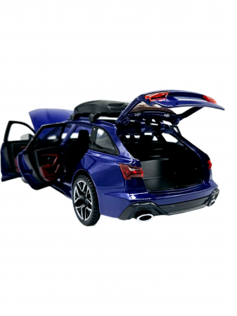 Masina metalica Audi RS7 cu portbagaj mobil, Sunete realistice, Farurile si stopurile lumineaza, Usile, capota si portbagajul se deschid, Baterii incluse,  21cm, Albastru,replica [10]
