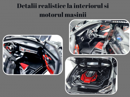 Masina metalica Audi RS7 cu portbagaj mobil, Sunete realistice, Farurile si stopurile lumineaza, Usile, capota si portbagajul se deschid, Baterii incluse,  21cm, Negru, Replica [2]