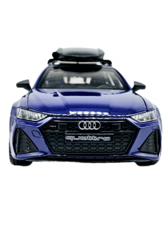 Masina metalica Audi RS7 cu portbagaj mobil, Sunete realistice, Farurile si stopurile lumineaza, Usile, capota si portbagajul se deschid, Baterii incluse,  21cm, Albastru,replica [6]