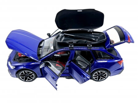 Masina metalica Audi RS7 cu portbagaj mobil, Sunete realistice, Farurile si stopurile lumineaza, Usile, capota si portbagajul se deschid, Baterii incluse,  21cm, Albastru,replica [9]