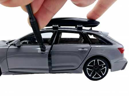 Masina metalica Audi RS7 cu portbagaj mobil, Sunete realistice, Farurile si stopurile lumineaza, Usile, capota si portbagajul se deschid, Baterii incluse,  21cm, Gri, Replica [10]