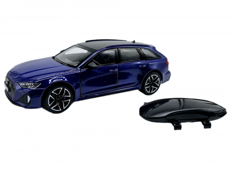 Masina metalica Audi RS7 cu portbagaj mobil, Sunete realistice, Farurile si stopurile lumineaza, Usile, capota si portbagajul se deschid, Baterii incluse,  21cm, Albastru,replica [13]