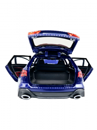 Masina metalica Audi RS7 cu portbagaj mobil, Sunete realistice, Farurile si stopurile lumineaza, Usile, capota si portbagajul se deschid, Baterii incluse,  21cm, Albastru,replica [11]