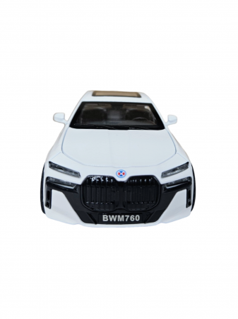 Masina metalica BMW 760, cu sunete si lumini, usi capota si portbagaj care se deschid, 16cm, Alb, Scara 1:32, Replica [3]