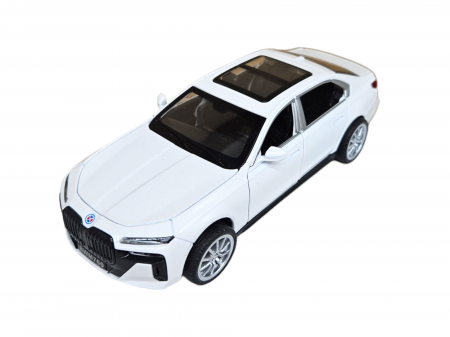 Masina metalica BMW 760, cu sunete si lumini, usi capota si portbagaj care se deschid, 16cm, Alb, Scara 1:32, Replica [4]