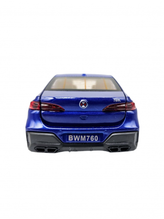 Masina metalica BMW 760, cu sunete si lumini, usi capota si portbagaj care se deschid, 16cm, Albastru, Scara 1:32, Replica [6]