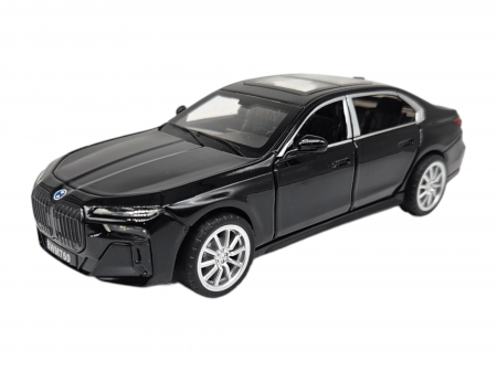 Masina metalica BMW 760, cu sunete si lumini, usi capota si portbagaj care se deschid, 16cm, Negru, Scara 1:32, Replica [5]