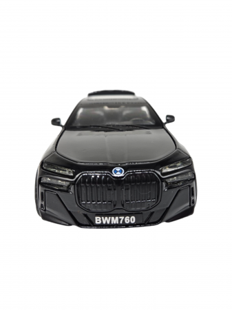 Masina metalica BMW 760, cu sunete si lumini, usi capota si portbagaj care se deschid, 16cm, Negru, Scara 1:32, Replica [4]