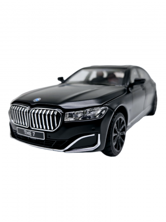 Masina metalica BMW Seria 7, 3 sunete realistice, Farurile si stopurile lumineaza, Usile, capota si portbagajul se deschid, Baterii incluse, 22cm, Negru, Scara 1:24, Replica [7]