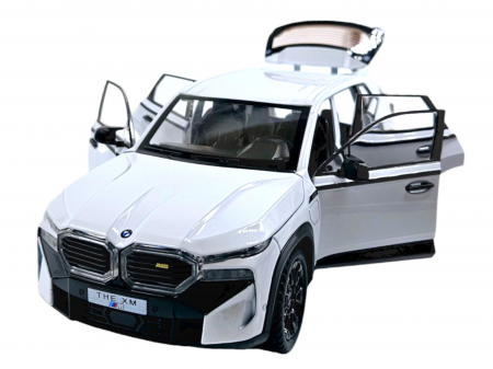 Masini metalice 21-25cm - Masina metalica BMW XM cu efecte de fum, Sunete realistice, Farurile si stopurile lumineaza, Capota, portbagajul si cele 4 usi se deschid, Baterii incluse, 21cm, Alb, Replica