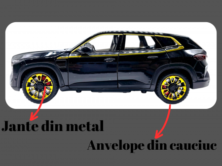 Masina metalica BMW XM cu efecte de fum, Sunete realistice, Farurile si stopurile lumineaza, Capota, portbagajul si cele 4 usi se deschid, Baterii incluse, 21cm, Negru, Replica [6]