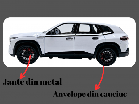 Masina metalica BMW XM cu efecte de fum, Sunete realistice, Farurile si stopurile lumineaza, Capota, portbagajul si cele 4 usi se deschid, Baterii incluse, 21cm, Alb, Replica [5]