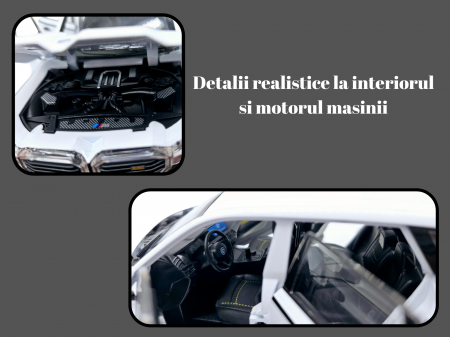 Masina metalica BMW XM cu efecte de fum, Sunete realistice, Farurile si stopurile lumineaza, Capota, portbagajul si cele 4 usi se deschid, Baterii incluse, 21cm, Alb, Replica [2]