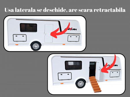 Masina metalica jeep Mercedes G Class cu rulota, Usile, capota si portbagajul se deschid, Sunete si lumini, 34 cm, Alb, Scara 1:32, Replica [4]