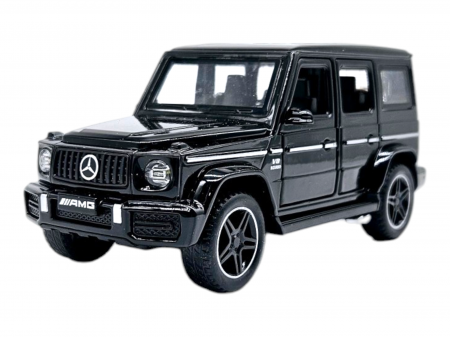 Masina metalica jeep Mercedes G Class cu rulota, Usile, capota si portbagajul se deschid, Sunete si lumini, 34 cm, Negru, Scara 1:32, Replica [7]