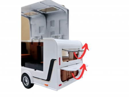 Masina metalica jeep Mercedes G Class cu rulota, Usile, capota si portbagajul se deschid, Sunete si lumini, 34 cm, Negru, Scara 1:32, Replica [4]