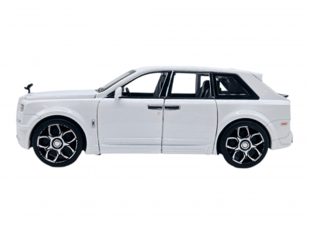 Masina metalica jeep tip Rolls Royce cu rulota, Usile, capota si portbagajul se deschid, Sunete si lumini, 34 cm, Alb, Scara 1:32 [11]
