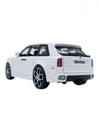 Masina metalica jeep tip Rolls Royce cu rulota, Usile, capota si portbagajul se deschid, Sunete si lumini, 34 cm, Alb, Scara 1:32 [10]