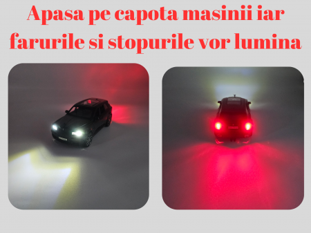 Masina metalica jeep tip Rolls Royce cu rulota, Usile, capota si portbagajul se deschid, Sunete si lumini, 34 cm, GRI, Scara 1:32 [10]