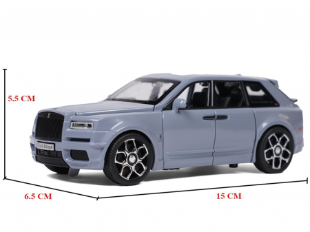 Masina metalica jeep tip Rolls Royce cu rulota, Usile, capota si portbagajul se deschid, Sunete si lumini, 34 cm, GRI, Scara 1:32 [5]