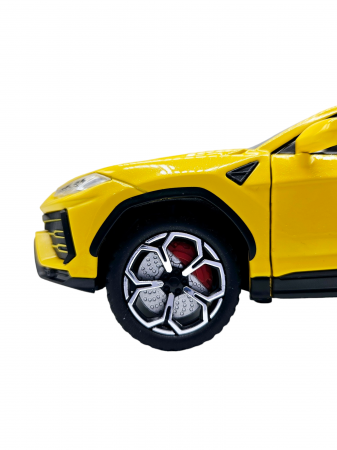 Masina metalica Lamborghini Urus, efecte fum, Sunete realistice, Farurile si stopurile lumineaza, Capota, portbagajul si cele 4 usi se deschid, Baterii incluse, 21cm, Galben, Replica [8]