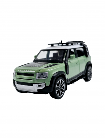 Masina metalica Land Rover Defender cu accesorii, Sunete realistice, Farurile si stopurile lumineaza, Usile, capota si portbagajul se deschid, Baterii incluse, 16cm, Verde, Scara 1:32, Replica [6]