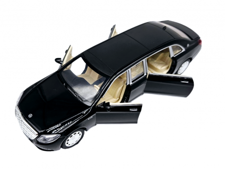 Masina metalica limuzina Mercedes S650 Maybach, 3 sunete, farurile si stopurile lumineaza, usile, capota si portbagaj se deschid, Baterii incluse, 20cm, Negru, Replica [8]
