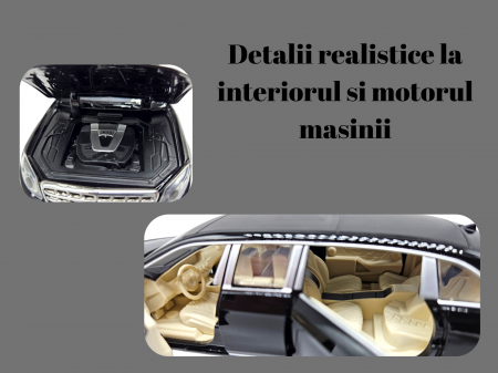 Masina metalica limuzina Mercedes S650 Maybach, 3 sunete, farurile si stopurile lumineaza, usile, capota si portbagaj se deschid, Baterii incluse, 20cm, Negru, Replica [2]