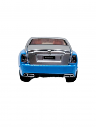 Masina metalica limuzina Rolls Royce Phantom, 3 sunete realistice, Farurile si stopurile lumineaza, Usile, capota si portbagajul se deschid, Baterii incluse, 18cm, Albastru deschis, Scara 1:32, Replic [6]