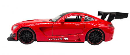 Masina metalica Mercedes AMG GT-R, cu sunete realistice, farurile si stopurile lumineaza, usile, capota si portbagaj se deschid, baterii incluse, 20cm, Rosu, Replica [6]