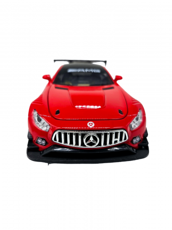 Masina metalica Mercedes AMG GT-R, cu sunete realistice, farurile si stopurile lumineaza, usile, capota si portbagaj se deschid, baterii incluse, 20cm, Rosu, Replica [4]