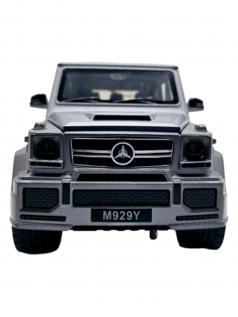 Masina metalica Mercedes G-Class G65, 3 sunete realistice, Farurile lumineaza, Usile, capota si portbagajul se deschid, Baterii incluse,  21cm, Gri, Replica [6]
