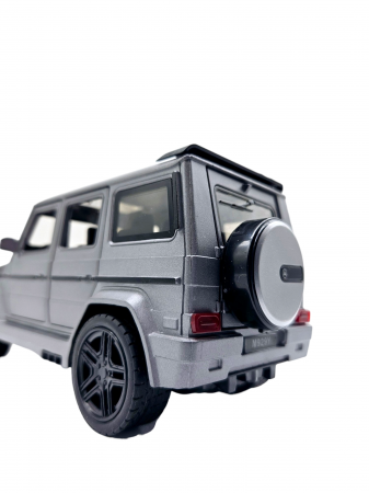 Masina metalica Mercedes G-Class G65, 3 sunete realistice, Farurile lumineaza, Usile, capota si portbagajul se deschid, Baterii incluse,  21cm, Gri, Replica [7]