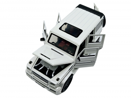 Masina metalica Mercedes G-Class G65, 3 sunete realistice, Farurile lumineaza, Usile, capota si portbagajul se deschid, Baterii incluse,  21cm, Alb, Replica [10]