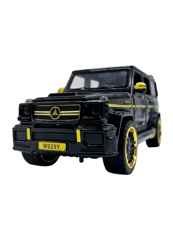 Masina metalica tip jeep Mercedes G-Class G65, 3 sunete realistice, Farurile lumineaza, Usile, capota si portbagajul se deschid, Baterii incluse, 21cm, Negru [8]
