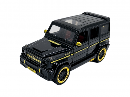 Masina metalica tip jeep Mercedes G-Class G65, 3 sunete realistice, Farurile lumineaza, Usile, capota si portbagajul se deschid, Baterii incluse, 21cm, Negru [7]